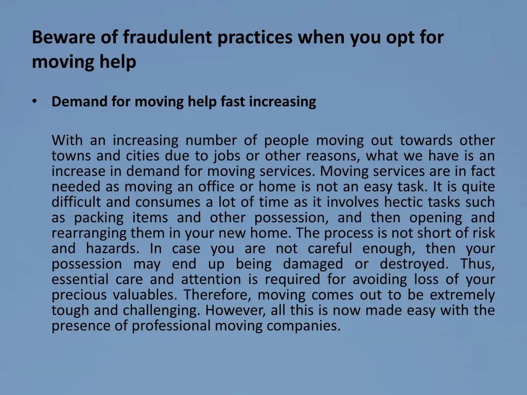beware of fraudulent practices when you opt for moving help