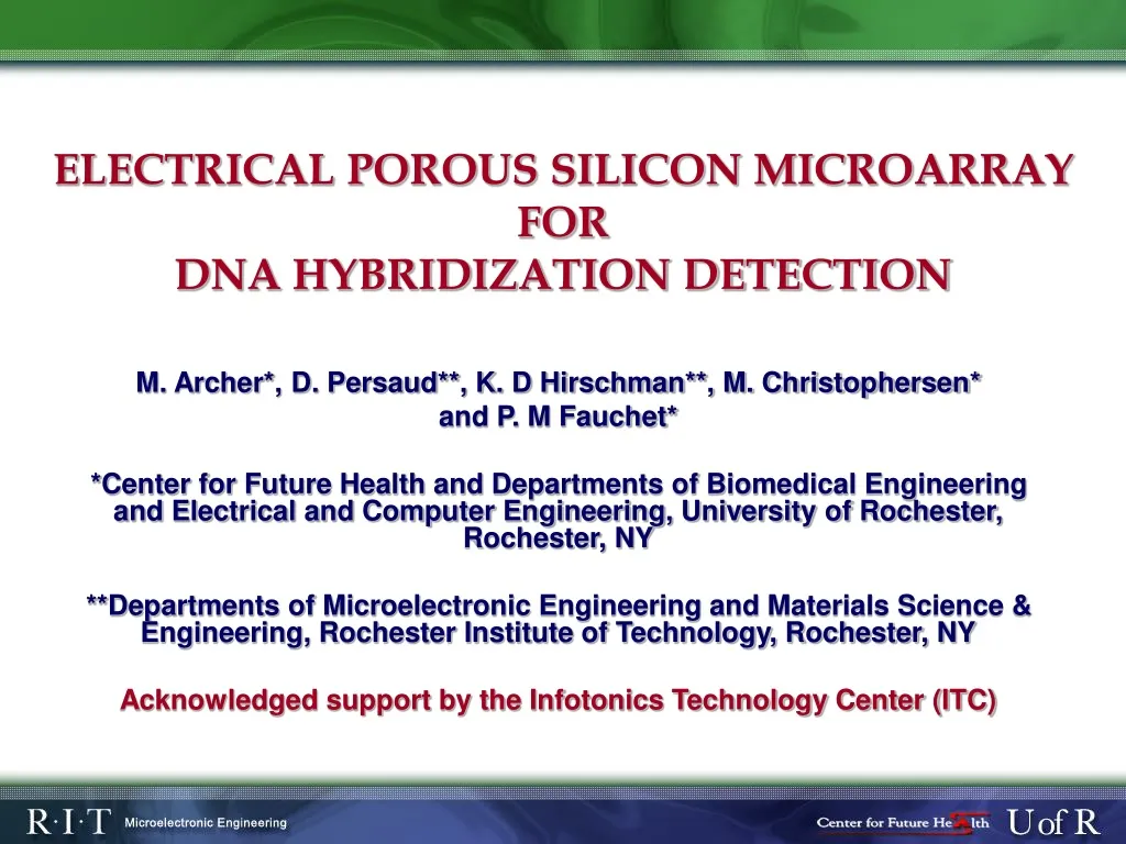 electrical porous silicon microarray