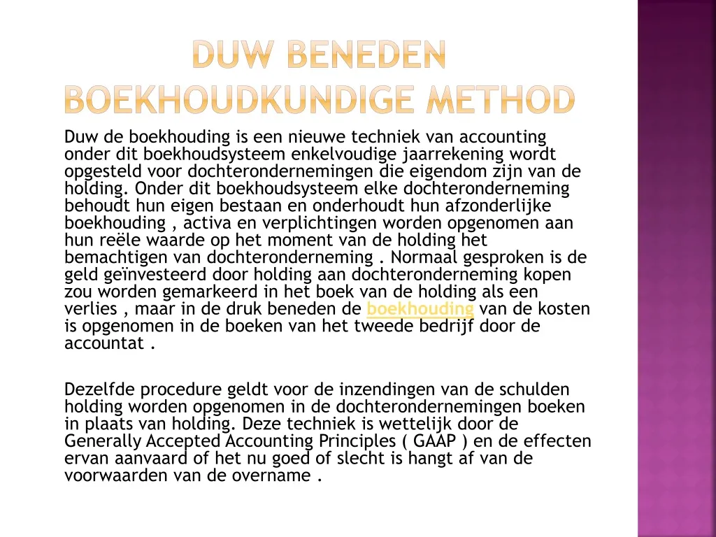 duw beneden boekhoudkundige method