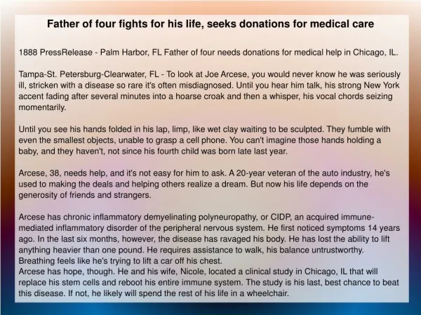 Father of four fights for his life, seeks donations