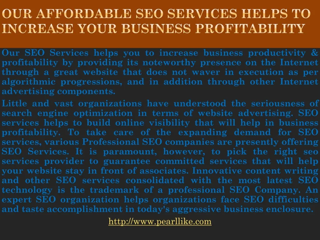 our affordable seo services helps to increase your business profitability