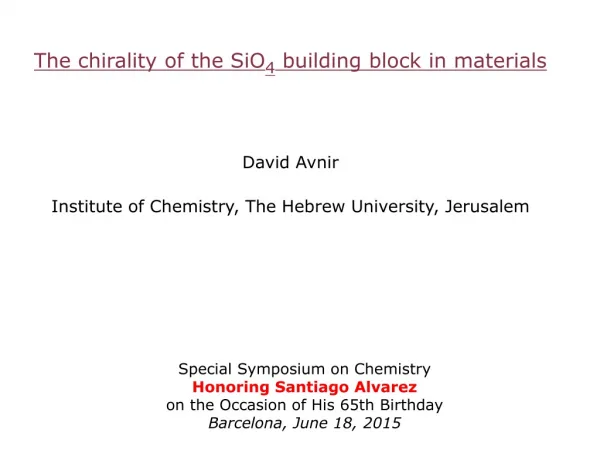 The chirality of the SiO 4 building block in materials David Avnir