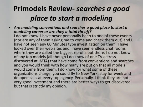Primodels Review- searches a good place to start a modeling