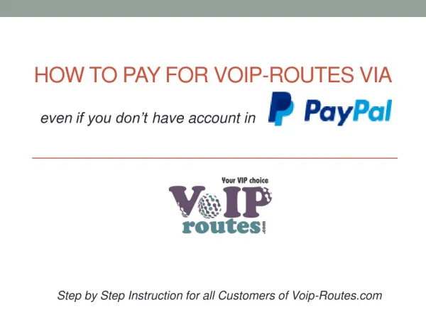 How to pay for voip-routes via paypal