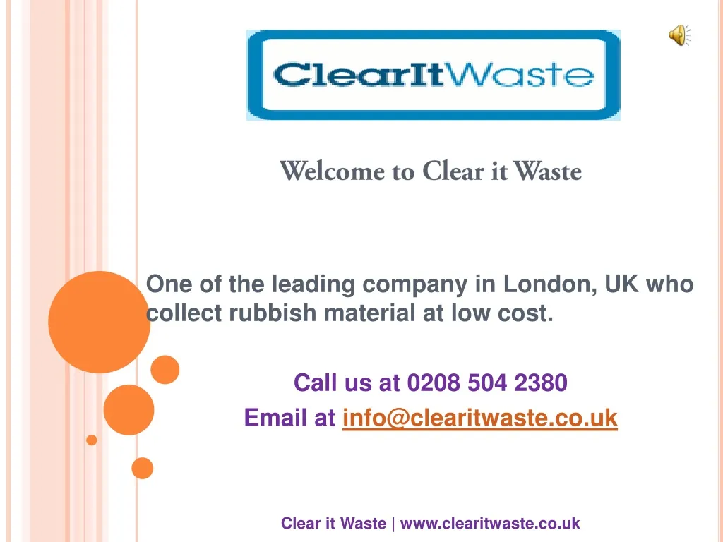 welcome to clear it waste one of the leading