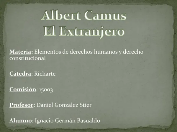 Trabajo Especial - El Extranjero de Albert Camus -