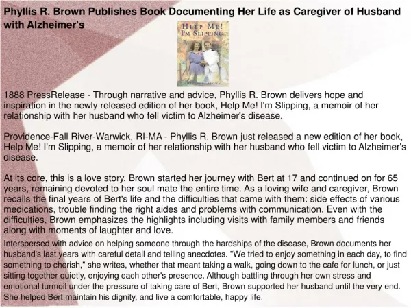 Phyllis R. Brown Publishes Book Documenting Her Life