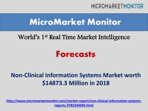 Non-Clinical Information Systems Market by 2018