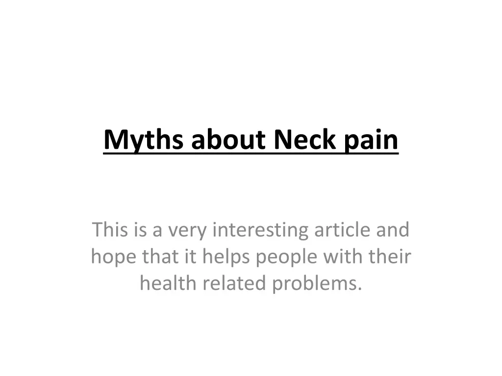 myths about neck pain