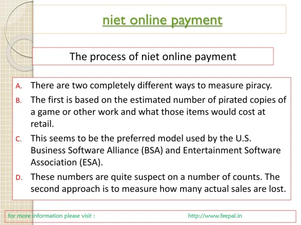 some more details about niet online payment