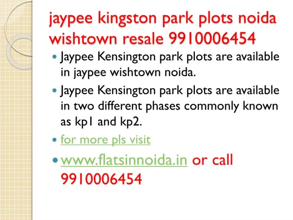 resale jaypee kensigton park plots 9910006454