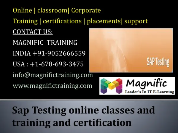 Sap Testing online classes and training and certification