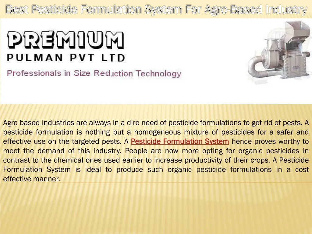 best pesticide formulation system for agro based