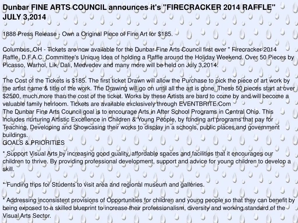 dunbar fine arts council announces