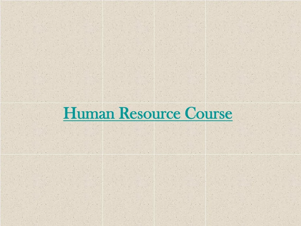 human resource course