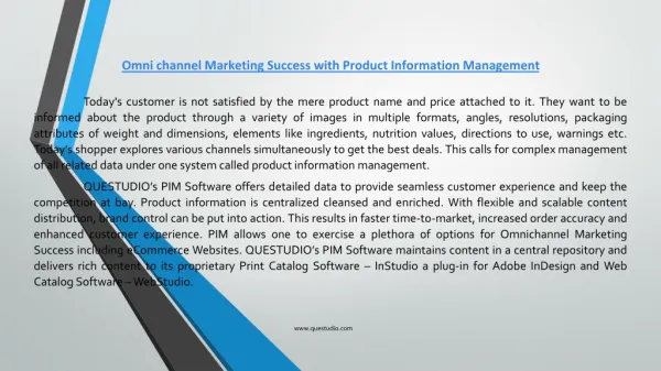 Omnichannel Marketing Success-Product Information Management