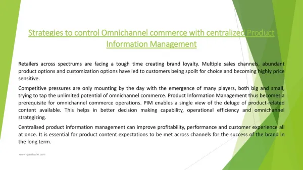 Strategies to control Omnichannel commerce with centralized