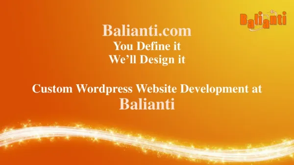 Custom Wordpress Website Development at Balianti