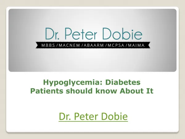 Hypoglycemia: Diabetes Patients should know About It