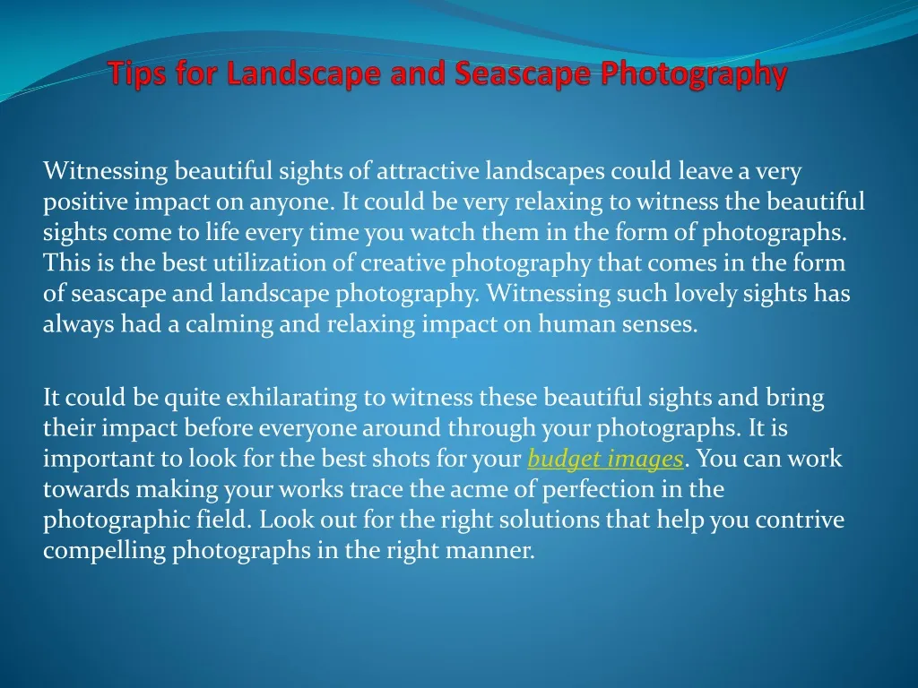 tips for landscape and seascape photography
