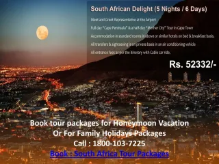 South Africa holiday packages from india, delhi, South Afric