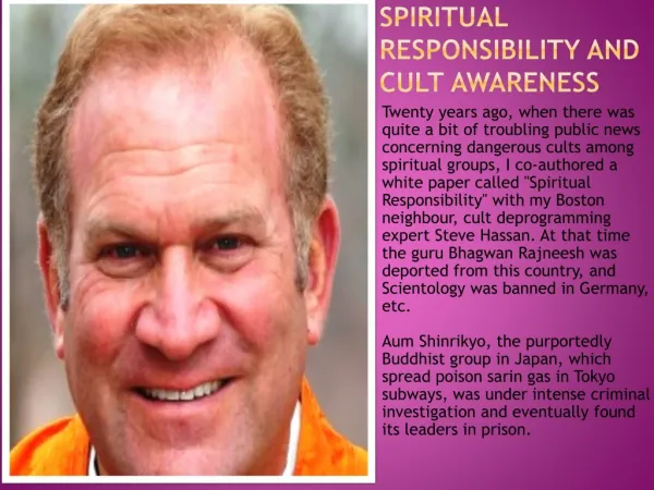 Spiritual Responsibility and Cult Awareness
