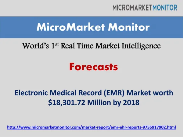 Electronic Medical Record Market by 2018