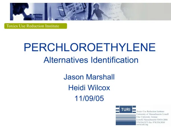perchloroethylene alternatives identification