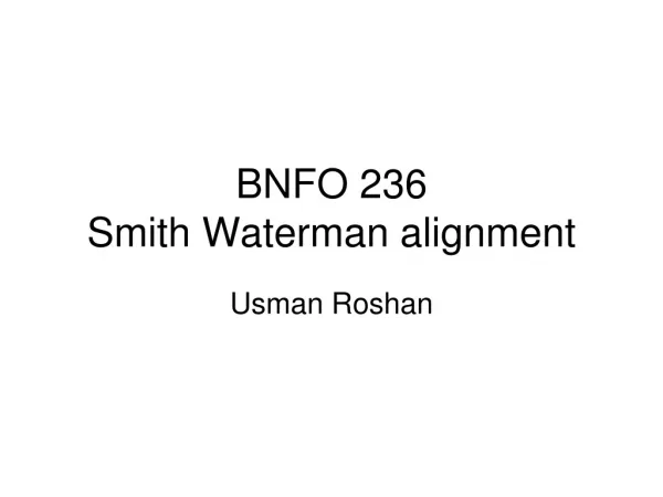 BNFO 236 Smith Waterman alignment