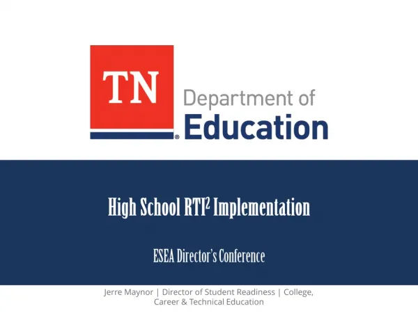 High School RTI 2 Implementation