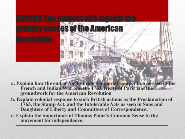 SSUSH3 The student will explain the primary causes of the American Revolution.