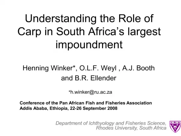 understanding the role of carp in south africa s largest impoundment