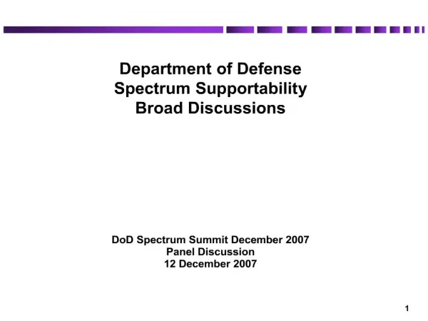 department of defense spectrum supportability broad discussions