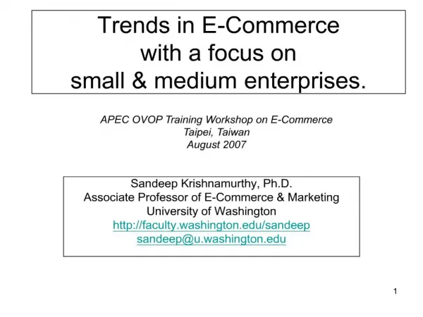 trends in e-commerce with a focus on small medium enterprises.