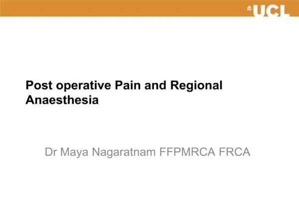 post operative pain and regional anaesthesia