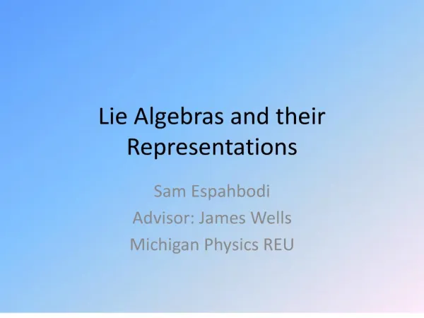 lie algebras and their representations