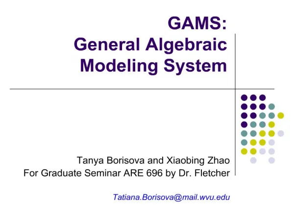 gams: general algebraic modeling system