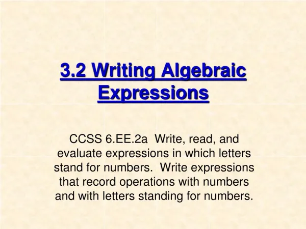3.2 Writing Algebraic Expressions
