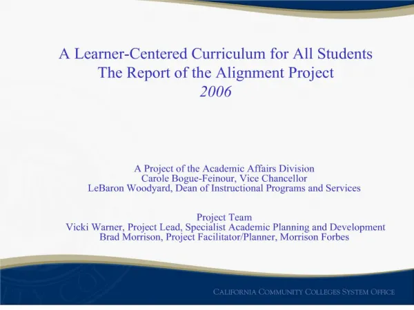 a learner-centered curriculum for all students the report of the a