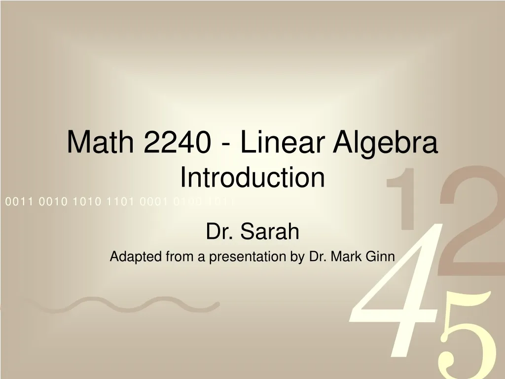 math 2240 linear algebra introduction