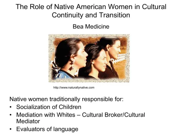 the role of native american women in cultural continuity and ...