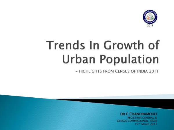 Trends In Growth of Urban Population