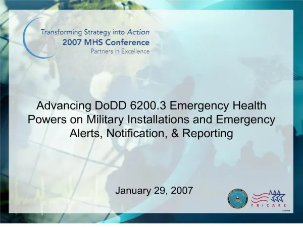 advancing dodd 6200.3 emergency health powers on military installations and emergency alerts, notification, reporting