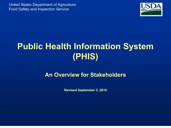 public health information system phis an overview for stakeholders revised september 3, 2010
