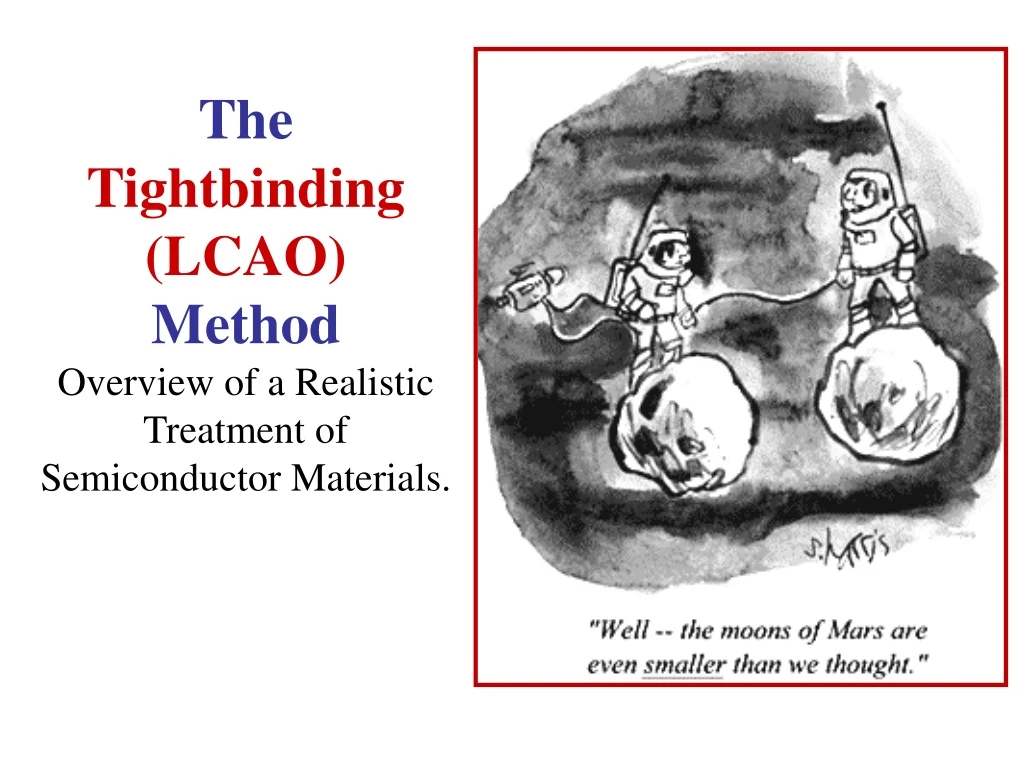 the tightbinding lcao method overview