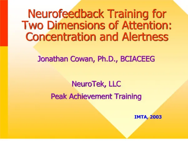 neurofeedback training for two dimensions of attention: concentration and alertness