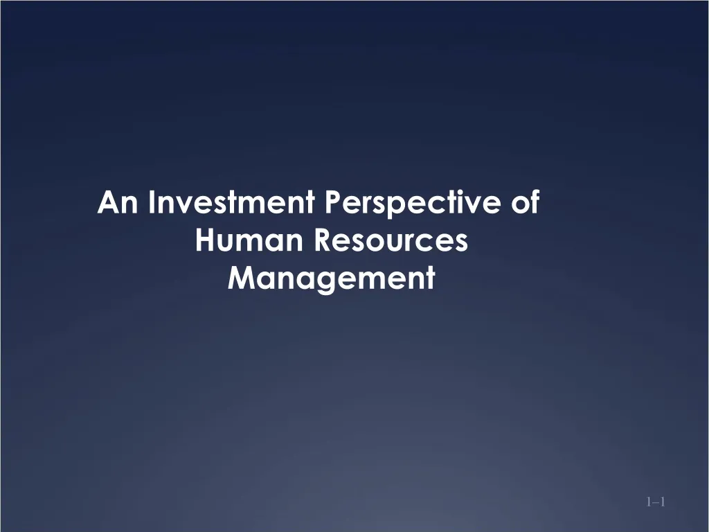 an investment perspective of human resources