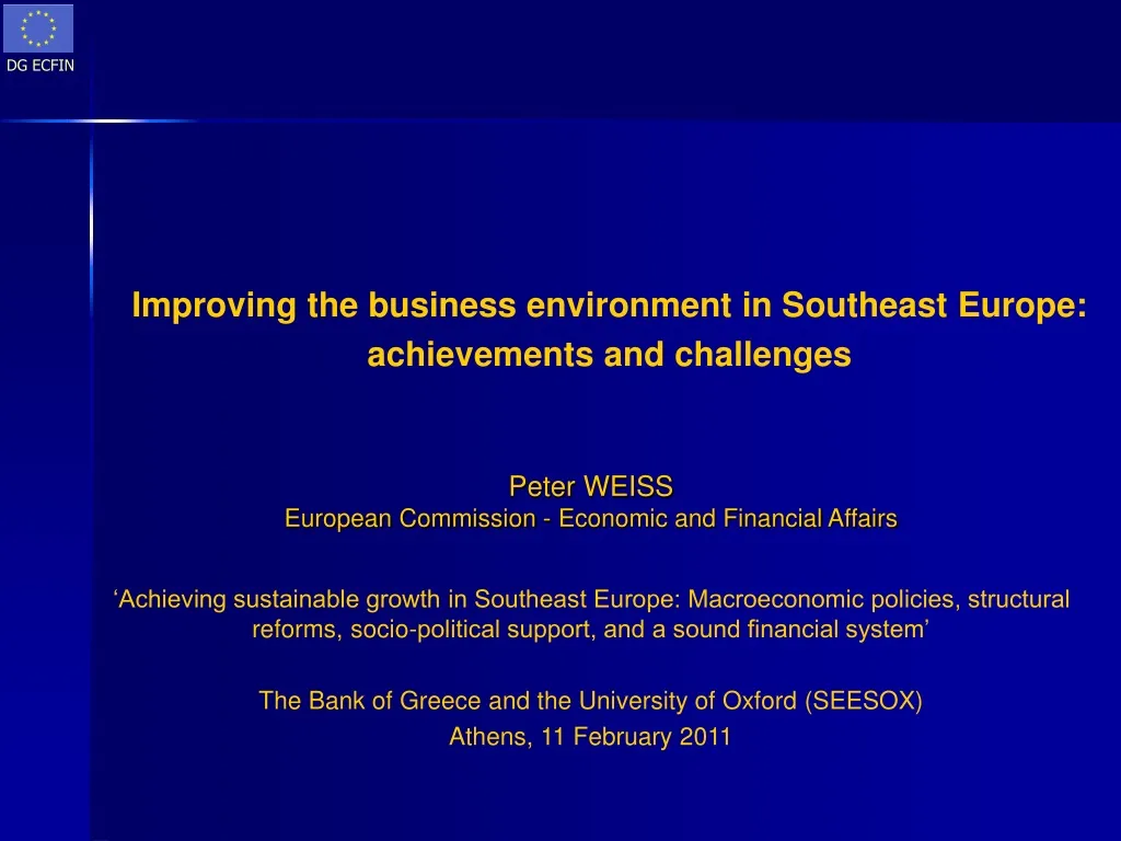 improving the business environment in s outheast europe achievements and challenges