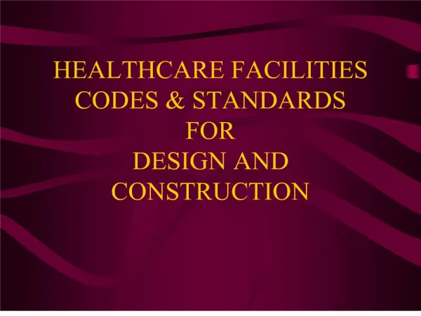 healthcare facilities codes standards for design and construction
