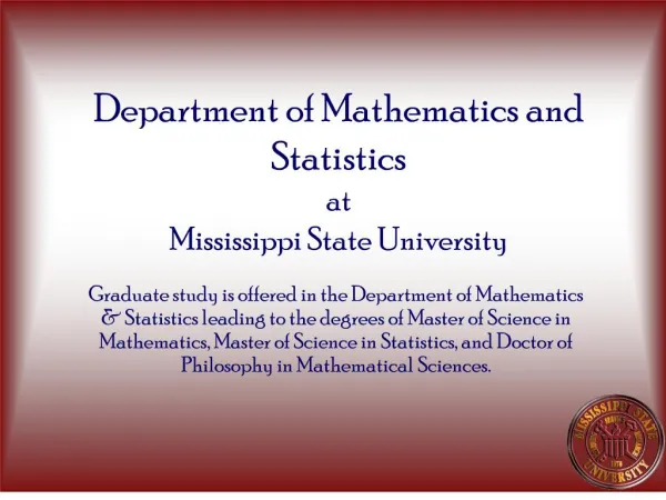 department of mathematics and statistics at mississippi state university